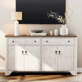Meuble TV rustique de 150 cm (pour téléviseurs de 65 pouces) — Meuble de divertissement en bois avec 2 tiroirs, des armoires de rangement et des étagères réglables