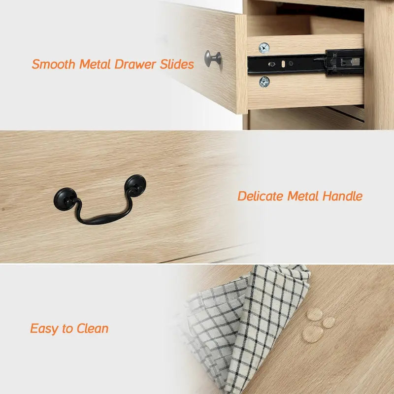 Meuble TV rustique de 150 cm (pour téléviseurs de 65 pouces) — Meuble de divertissement en bois avec 2 tiroirs, des armoires de rangement et des étagères réglables