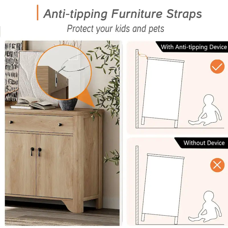 Meuble TV rustique de 150 cm (pour téléviseurs de 65 pouces) — Meuble de divertissement en bois avec 2 tiroirs, des armoires de rangement et des étagères réglables