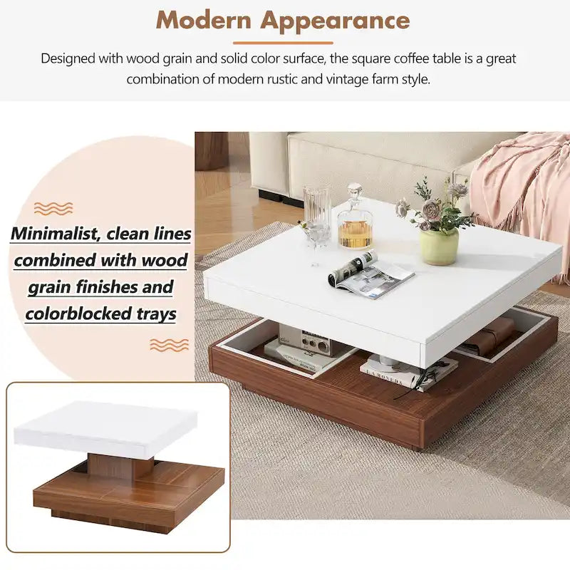 Table basse rotative à 360 degrés