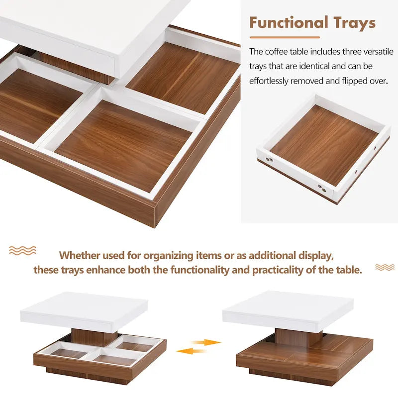 Table basse rotative à 360 degrés