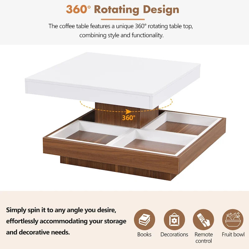 Table basse rotative à 360 degrés