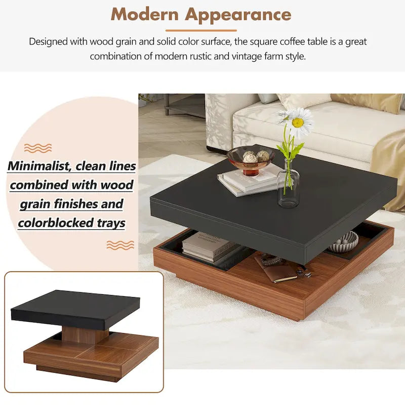 Table basse rotative à 360 degrés