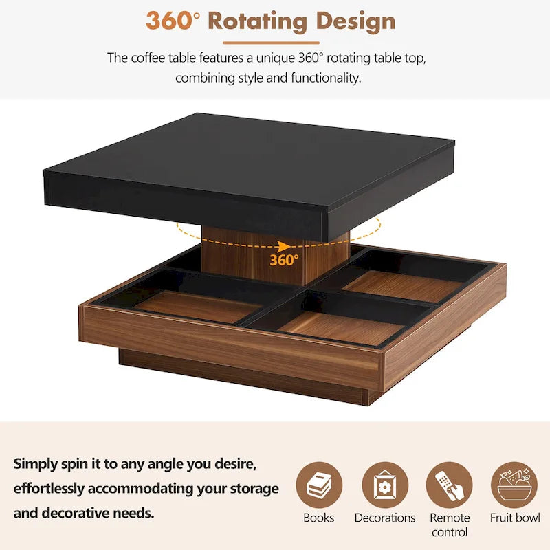 Table basse rotative à 360 degrés