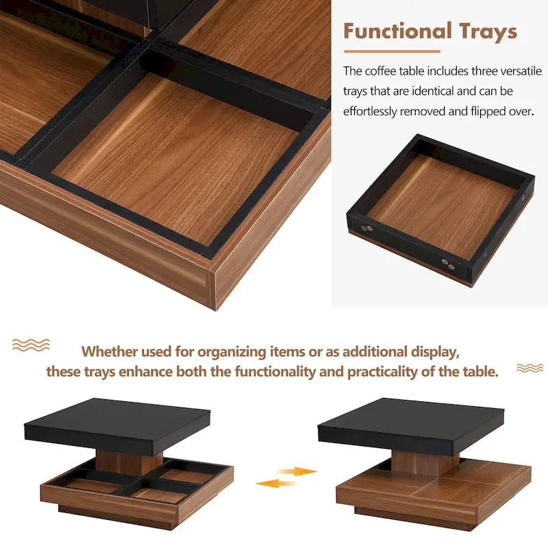 Table basse rotative à 360 degrés