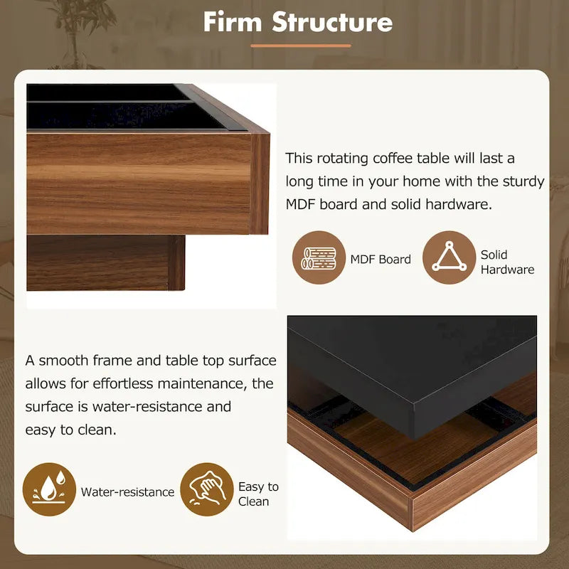 Table basse rotative à 360 degrés