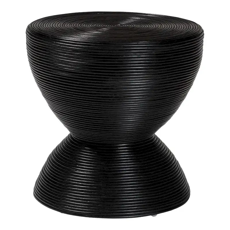 Table d'appoint en rotin naturel laminé — Forme sculpturale de sablier, un choix de style bohème pour le salon