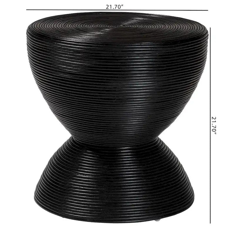 Table d'appoint en rotin naturel laminé — Forme sculpturale de sablier, un choix de style bohème pour le salon
