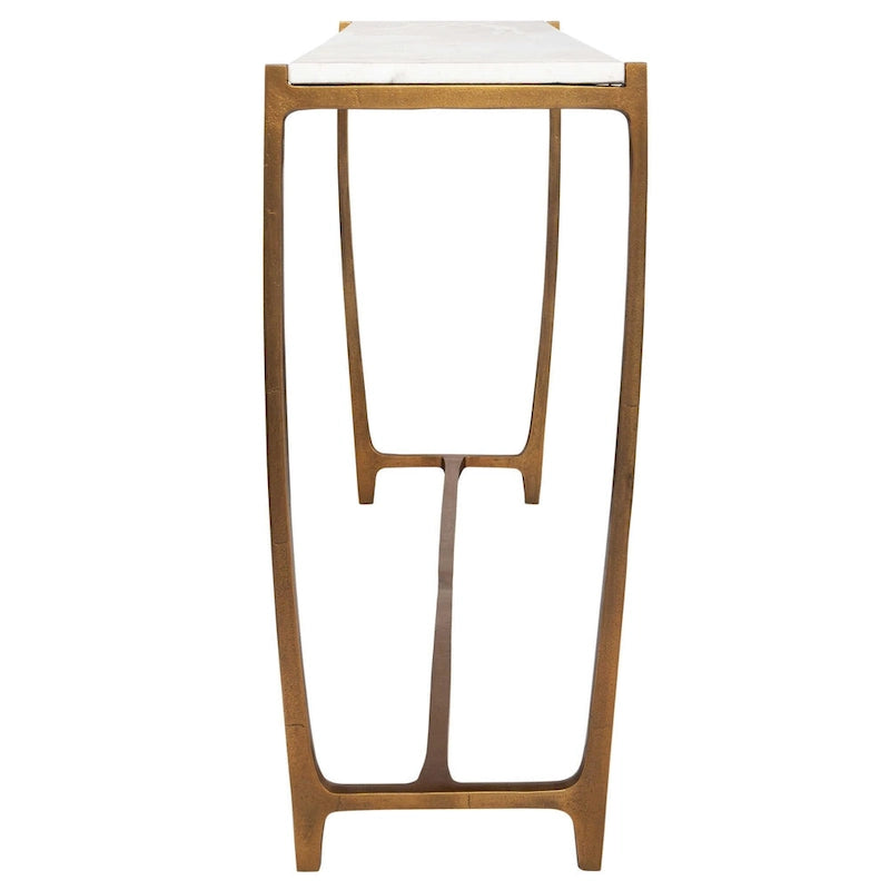 Console d'entrée à plateau en marbre — 120 cm — Finition blanc et or
