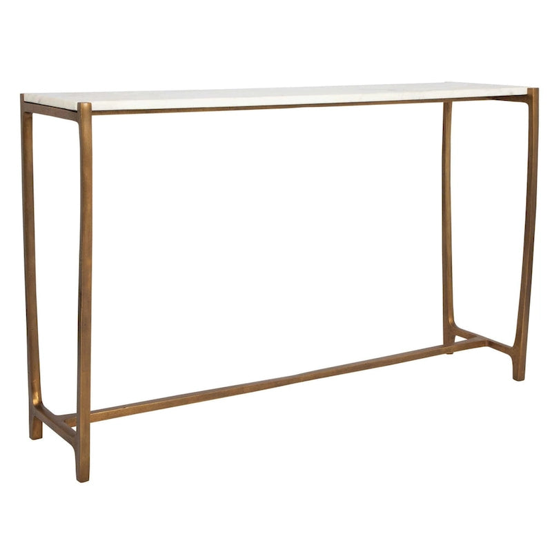 Console d'entrée à plateau en marbre — 120 cm — Finition blanc et or