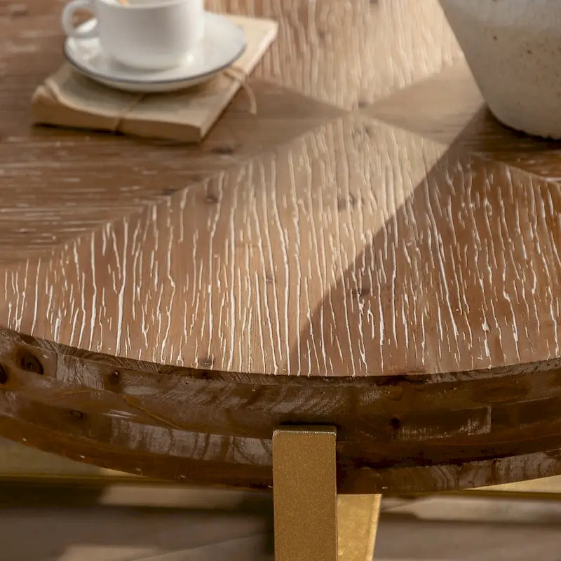 Table Basse Ronde Rétro en Patchwork