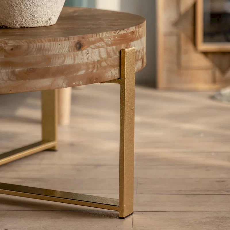 Table Basse Ronde Rétro en Patchwork