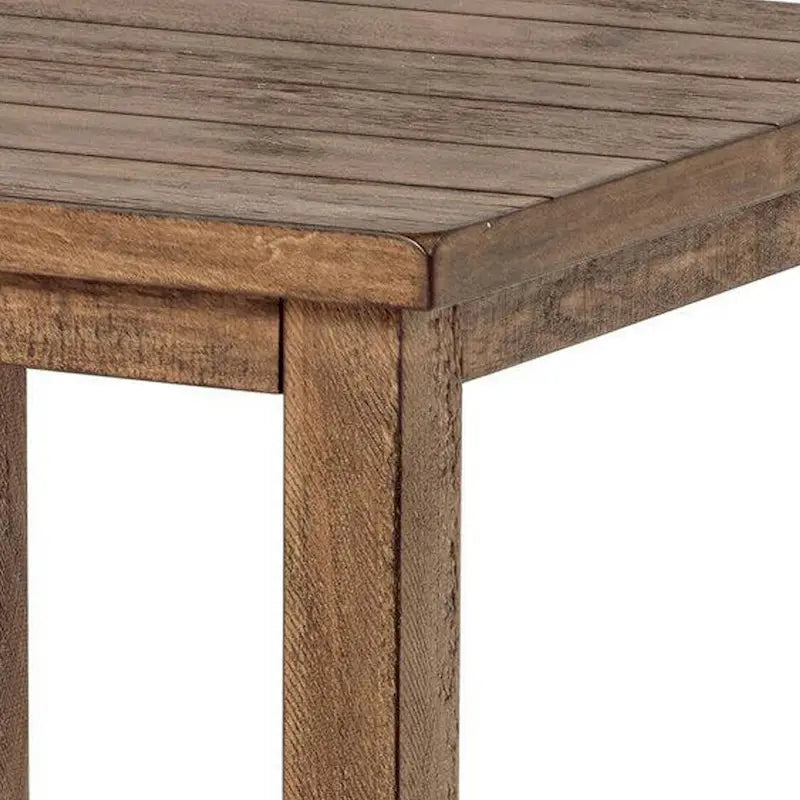 Table d'appoint, étagère à un niveau, grain de bois marron vieilli, 50 cm carré