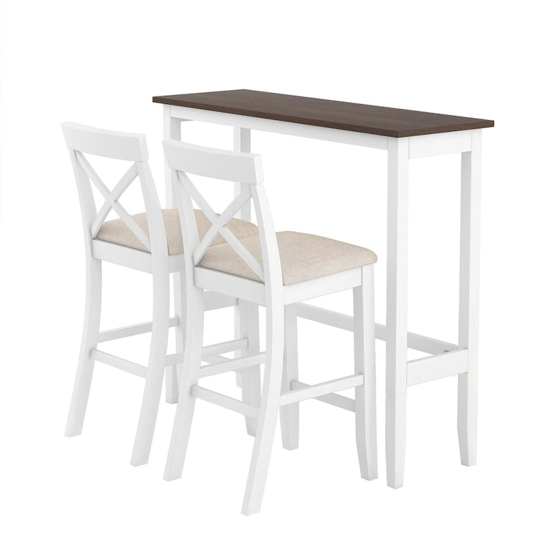 Ensemble de salle à manger 3 pièces style ferme avec table rectangulaire et 2 chaises