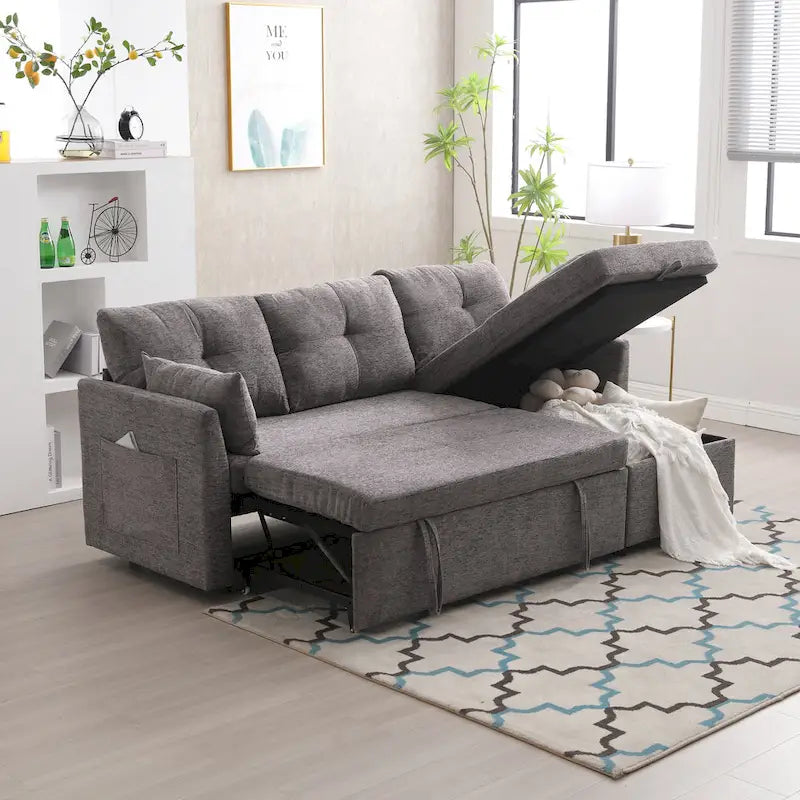 81,1 Canapé d'angle 3 places avec méridienne réversible, sièges de rangement et design polyvalent