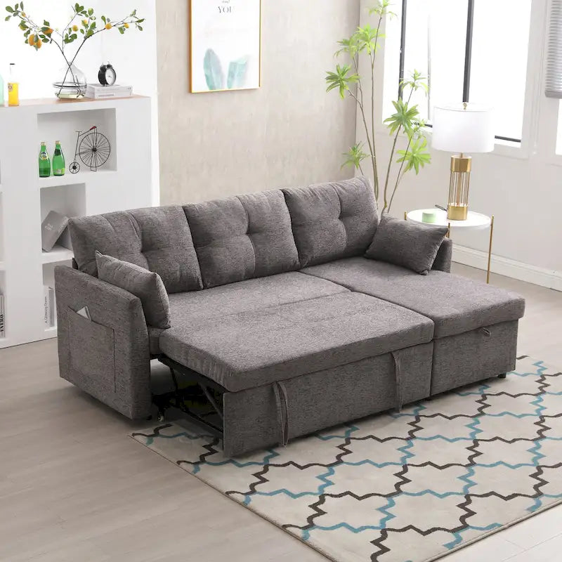 81,1 Canapé d'angle 3 places avec méridienne réversible, sièges de rangement et design polyvalent