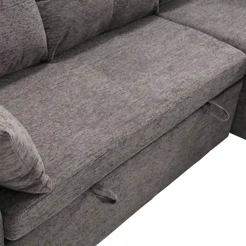 81,1 Canapé d'angle 3 places avec méridienne réversible, sièges de rangement et design polyvalent