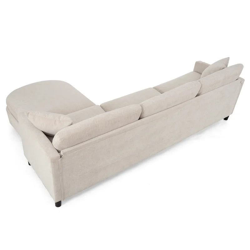 107.87 Canapé sectionnel 4 places avec coussin amovible et pouf mobile