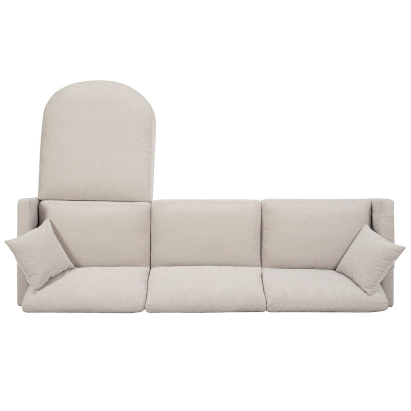 107.87 Canapé sectionnel 4 places avec coussin amovible et pouf mobile