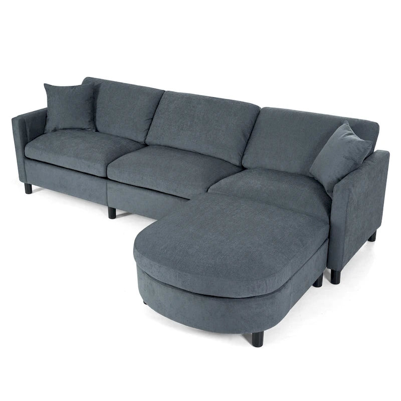 107.87 Canapé sectionnel 4 places avec coussin amovible et pouf mobile