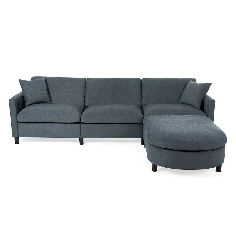 107.87 Canapé sectionnel 4 places avec coussin amovible et pouf mobile
