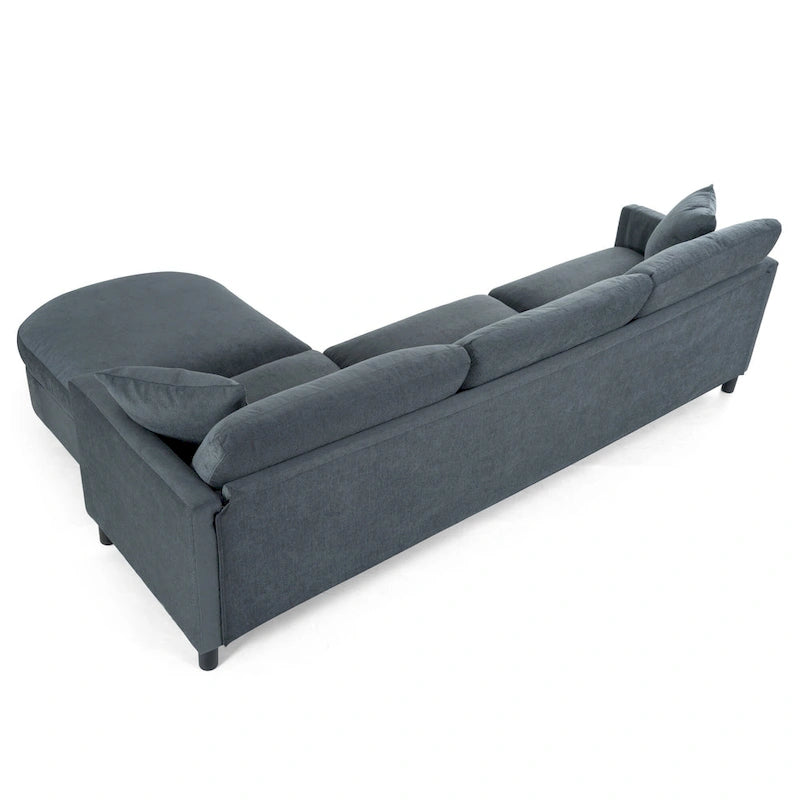 107.87 Canapé sectionnel 4 places avec coussin amovible et pouf mobile