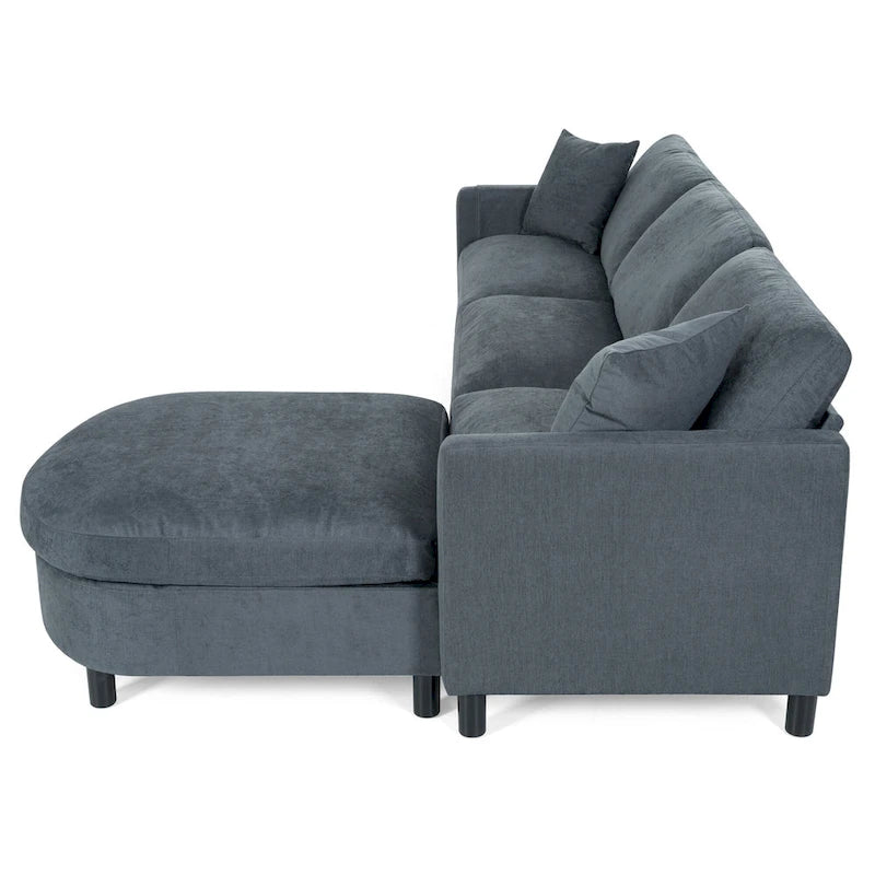 107.87 Canapé sectionnel 4 places avec coussin amovible et pouf mobile