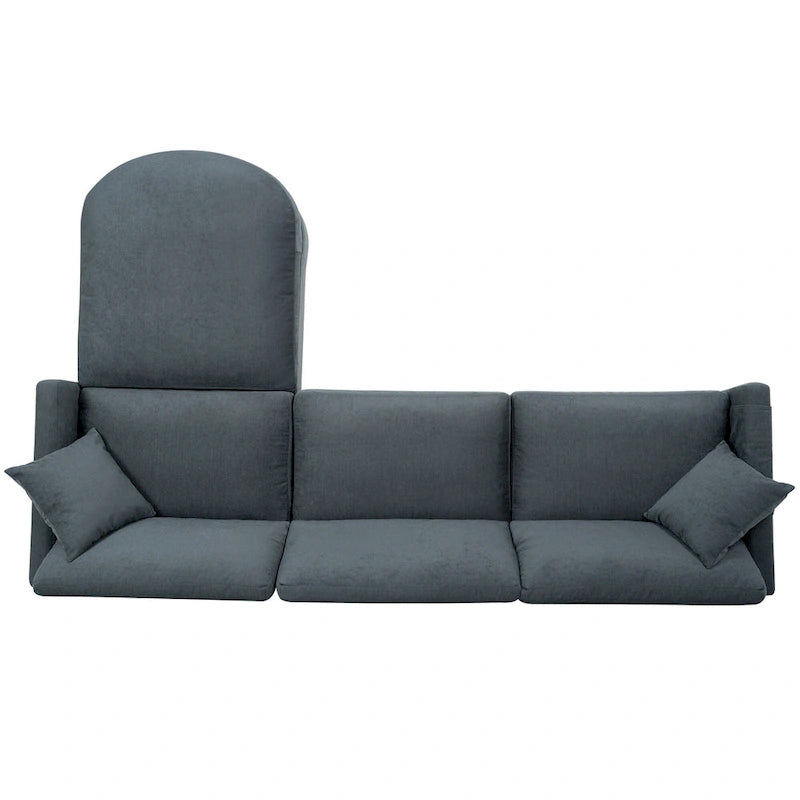 107.87 Canapé sectionnel 4 places avec coussin amovible et pouf mobile