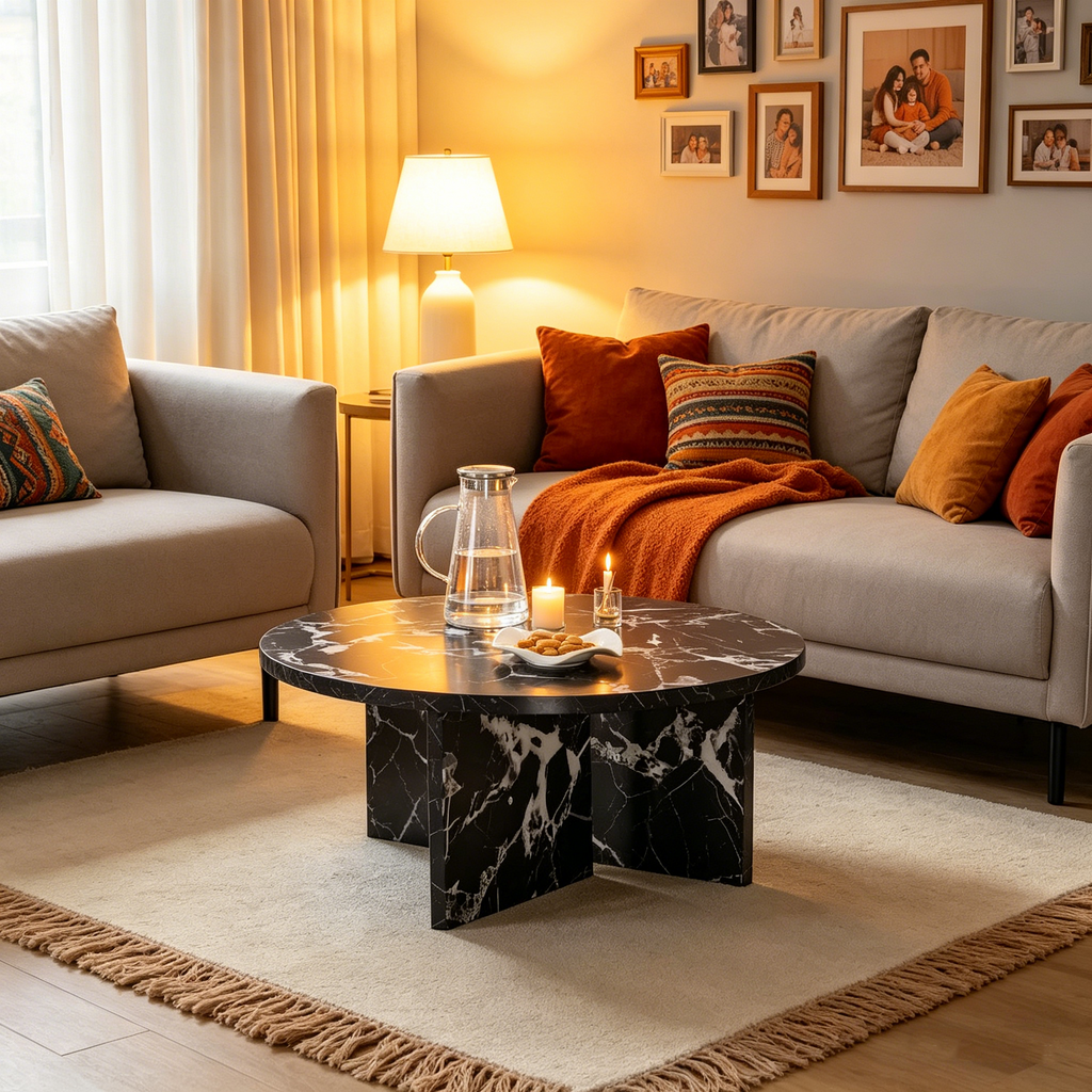 Table basse ronde polyvalente en MDF