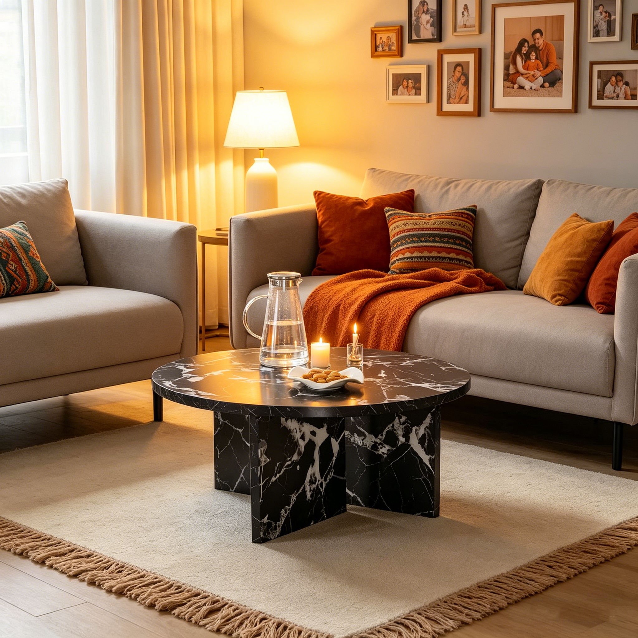 Table basse ronde polyvalente en MDF