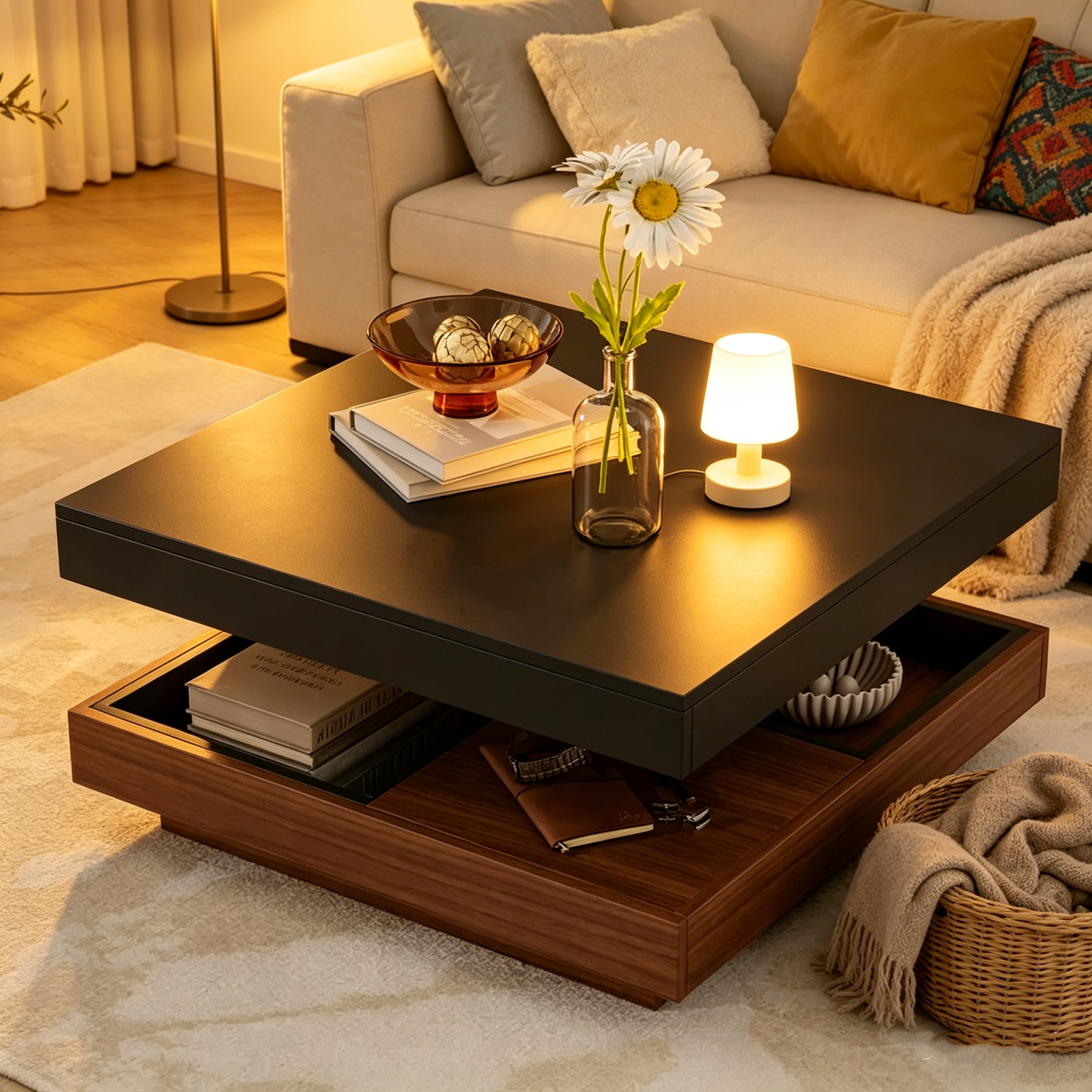 Table basse rotative à 360 degrés