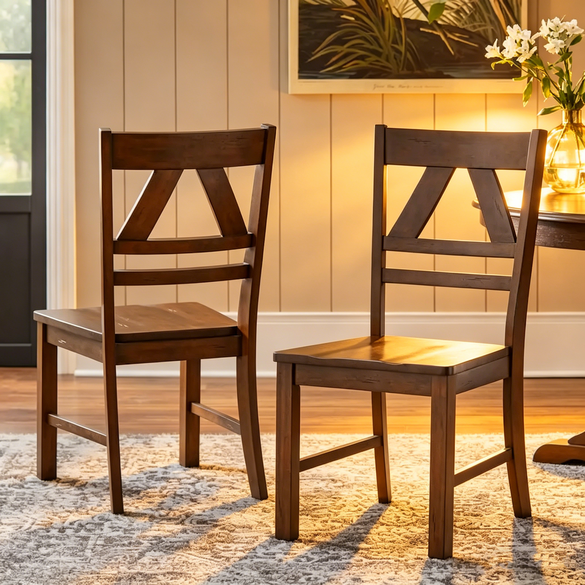 Chaises de salle à manger rustiques vintage (lot de 2)