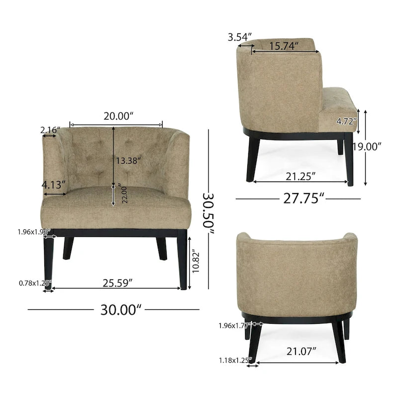Fauteuil d'appoint capitonné en tissu ou en similicuir