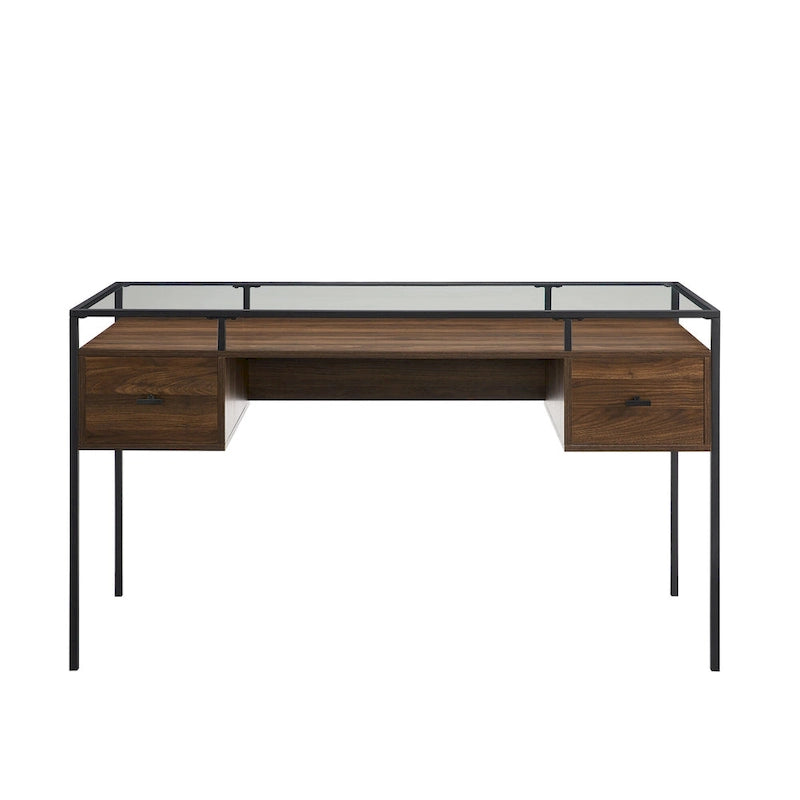 Bureau de travail avec plateau en verre de 56 pouces
