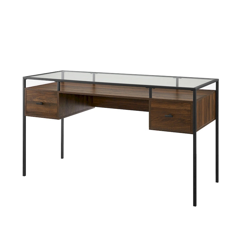 Bureau de travail avec plateau en verre de 56 pouces