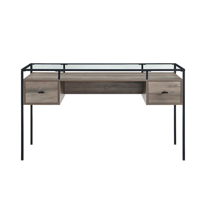 Bureau de travail avec plateau en verre de 56 pouces