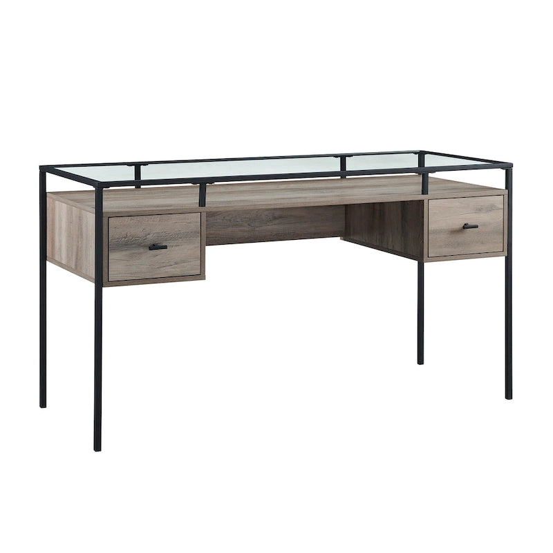 Bureau de travail avec plateau en verre de 56 pouces
