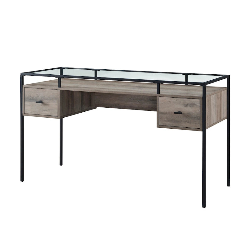 Bureau de travail avec plateau en verre de 56 pouces