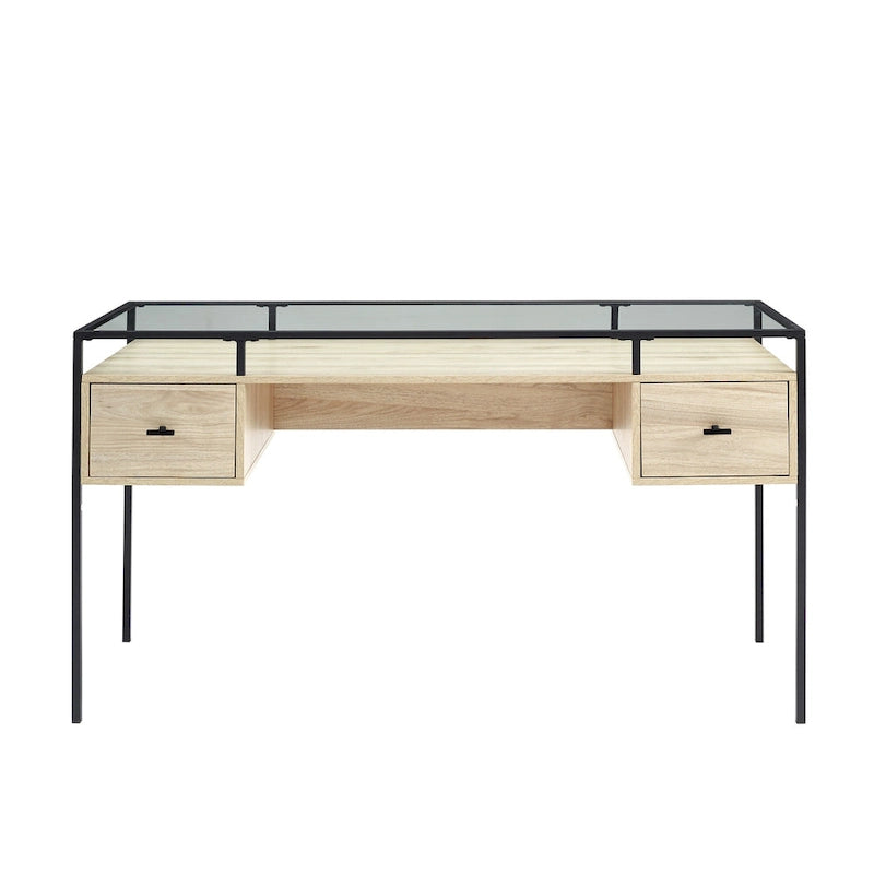 Bureau de travail avec plateau en verre de 56 pouces