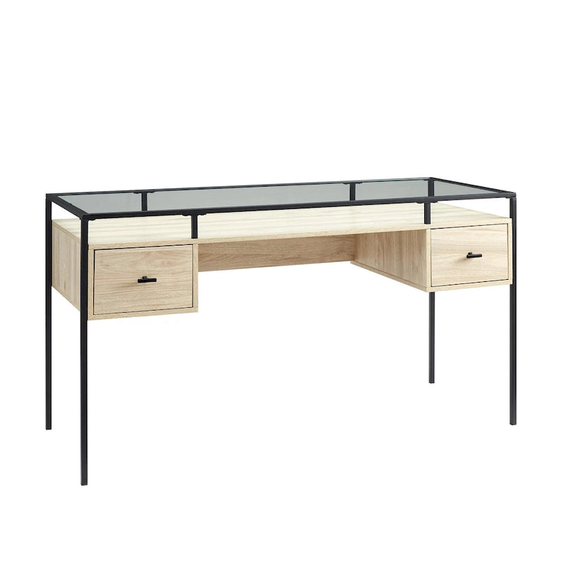 Bureau de travail avec plateau en verre de 56 pouces