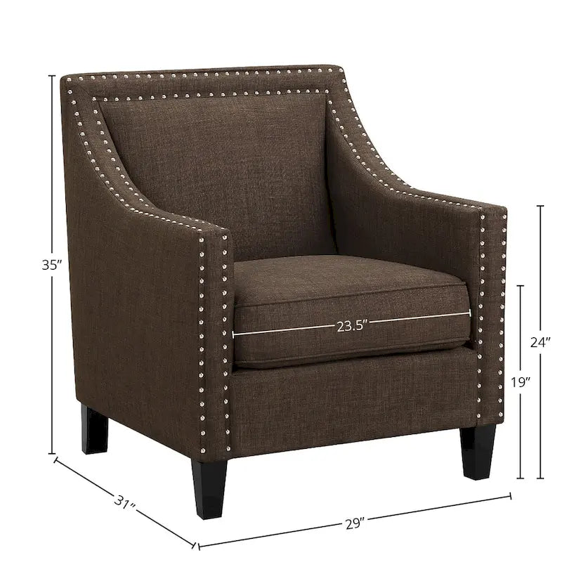 Fauteuil décontracté avec garniture cloutée chromée