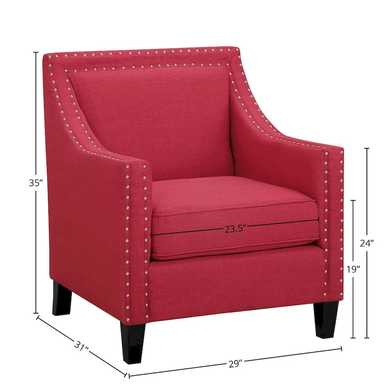 Fauteuil décontracté avec garniture cloutée chromée