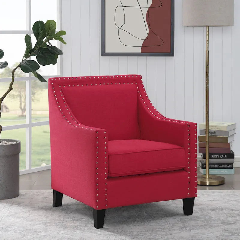 Fauteuil décontracté avec garniture cloutée chromée
