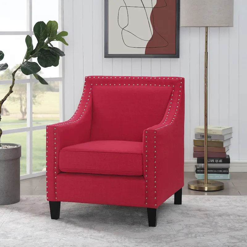 Fauteuil décontracté avec garniture cloutée chromée
