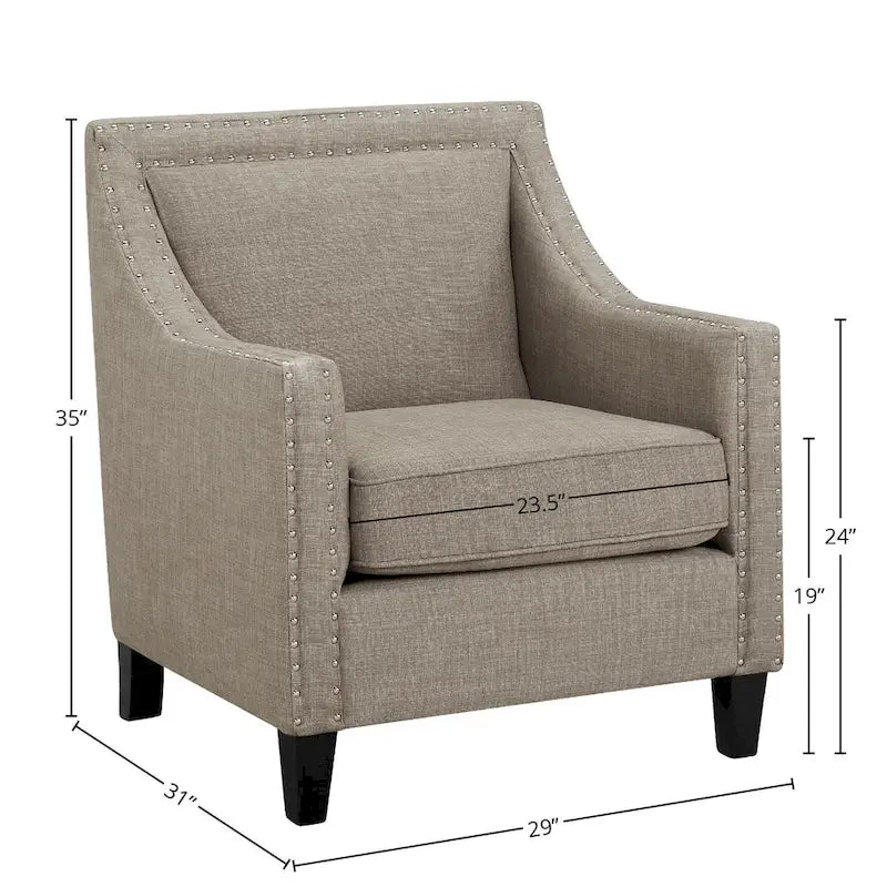 Fauteuil décontracté avec garniture cloutée chromée