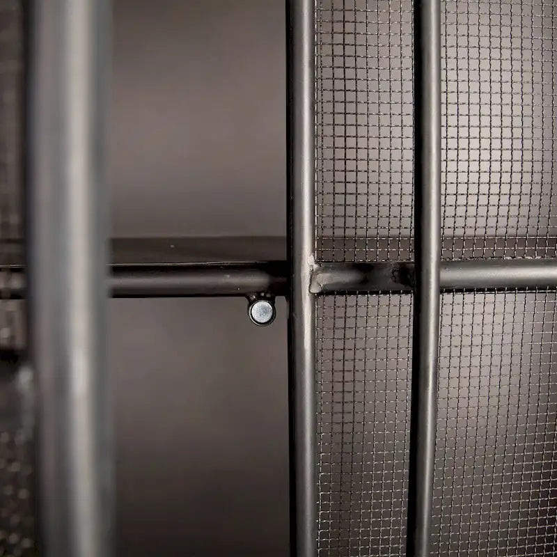 Vitrine à porte grillagée en métal poli marron foncé