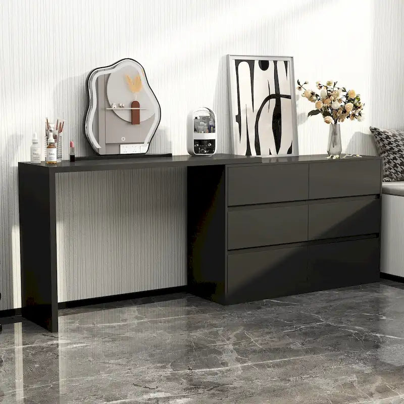 Coiffeuse rotative et bureau — Meuble-lavabo à six tiroirs (table de maquillage)