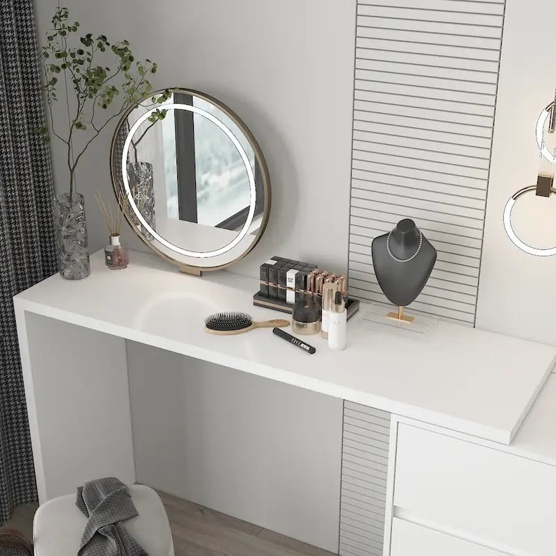 Coiffeuse rotative et bureau — Meuble-lavabo à six tiroirs (table de maquillage)