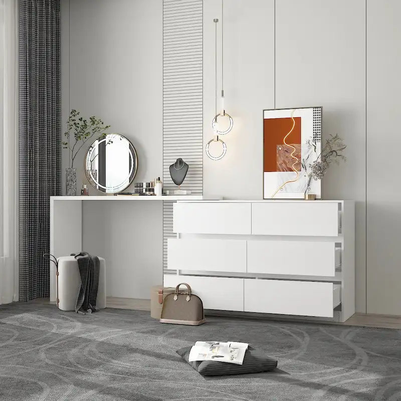 Coiffeuse rotative et bureau — Meuble-lavabo à six tiroirs (table de maquillage)