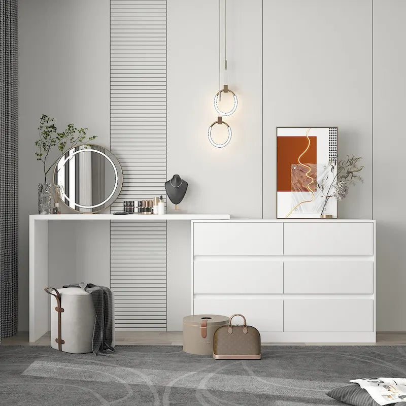 Coiffeuse rotative et bureau — Meuble-lavabo à six tiroirs (table de maquillage)